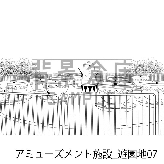 アミューズメント施設_背景素材集9(遊園地)_トーン