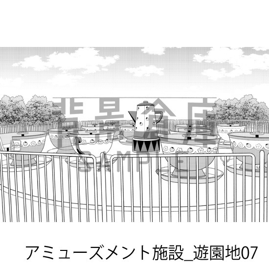 アミューズメント施設_背景素材集9(遊園地)_トーン