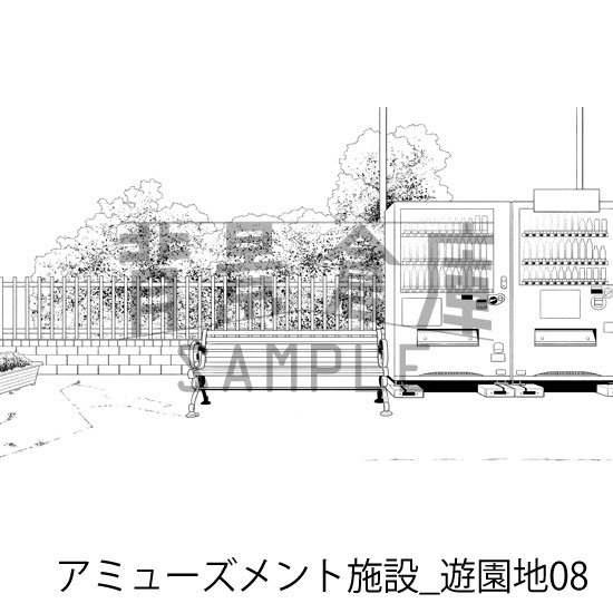 アミューズメント施設_背景素材集9(遊園地)_トーン