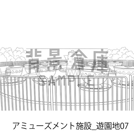 アミューズメント施設_背景素材集9(遊園地)_トーン