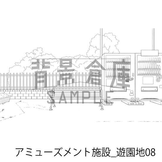 アミューズメント施設_背景素材集9(遊園地)_トーン