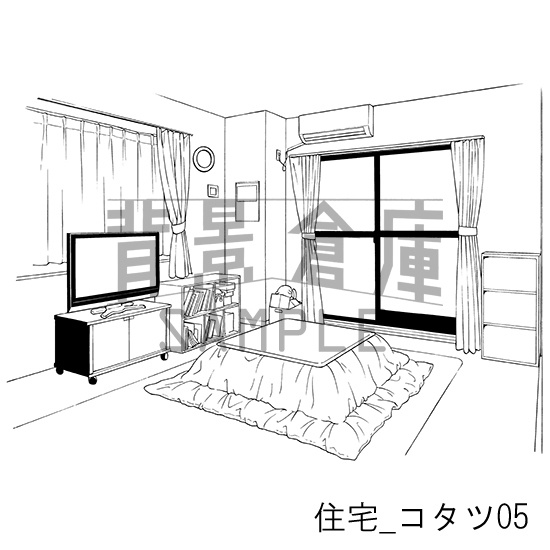 住宅_背景素材集15(コタツ)_トーン