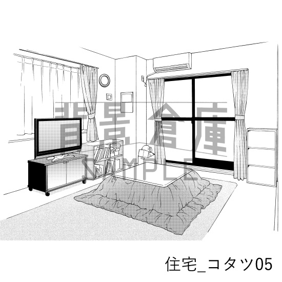 住宅_背景素材集15(コタツ)_トーン