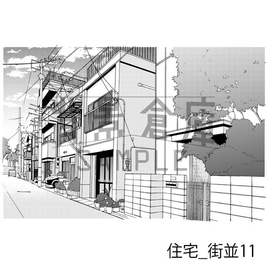 住宅_背景素材集16(街並)_トーン