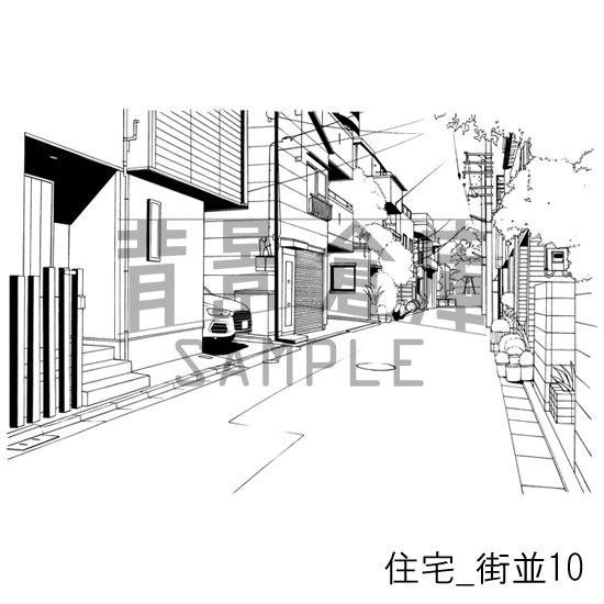 住宅_背景素材集16(街並)_トーン