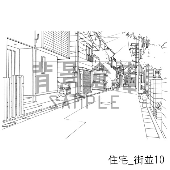 住宅_背景素材集16(街並)_トーン