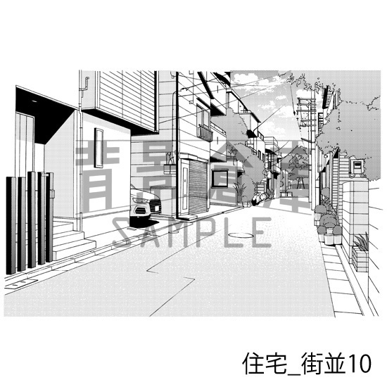 住宅_背景素材集16(街並)_トーン