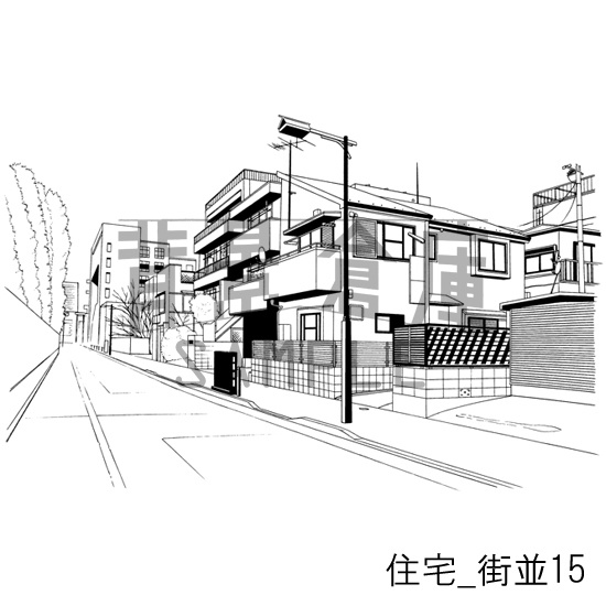 住宅_背景素材集16(街並)_トーン