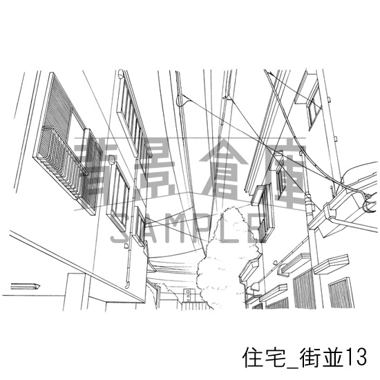 住宅_背景素材集16(街並)_トーン