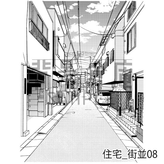 住宅_背景素材集16(街並)_トーン