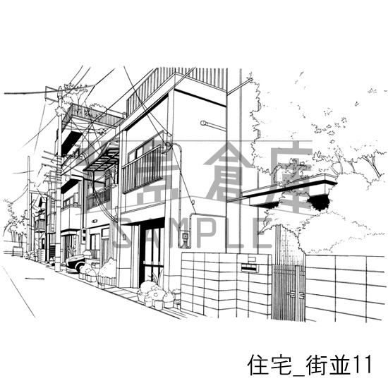 住宅_背景素材集16(街並)_トーン