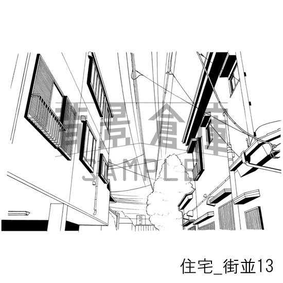 住宅_背景素材集16(街並)_トーン