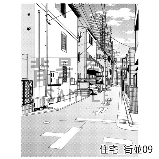 住宅_背景素材集16(街並)_トーン