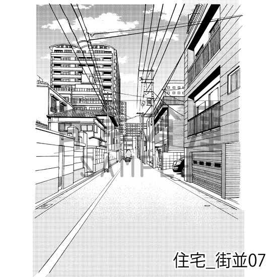 住宅_背景素材集16(街並)_トーン
