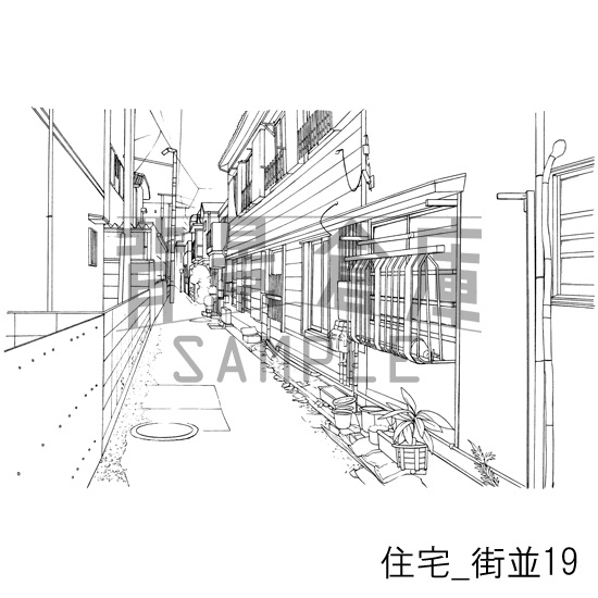 住宅_背景素材集17(街並)_トーン