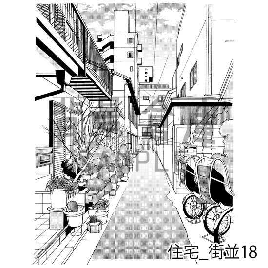 住宅_背景素材集17(街並)_トーン