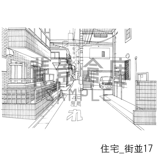 住宅_背景素材集17(街並)_トーン