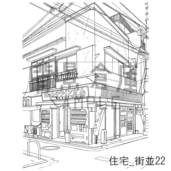 住宅_背景素材集17(街並)_トーン