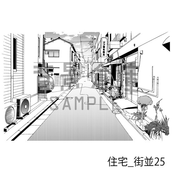 住宅_背景素材集17(街並)_トーン