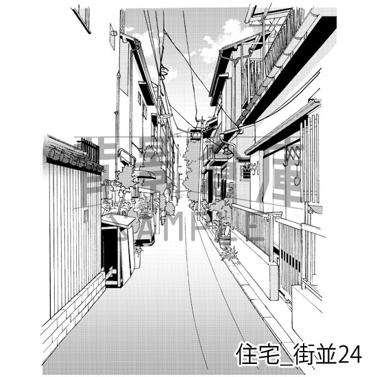 住宅_背景素材集17(街並)_トーン