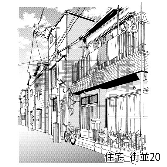 住宅_背景素材集17(街並)_トーン