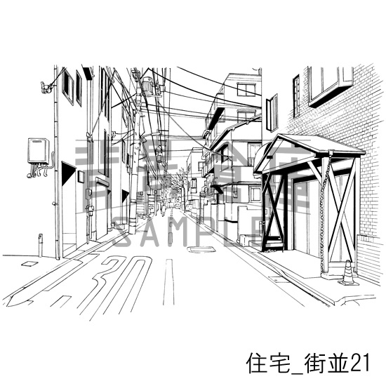 住宅_背景素材集17(街並)_トーン