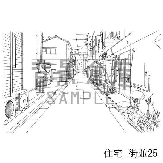 住宅_背景素材集17(街並)_トーン