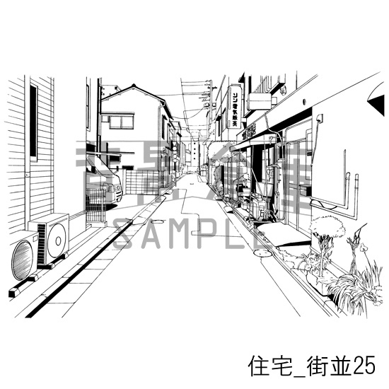 住宅_背景素材集17(街並)_トーン