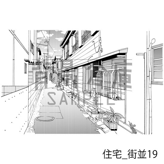 住宅_背景素材集17(街並)_トーン