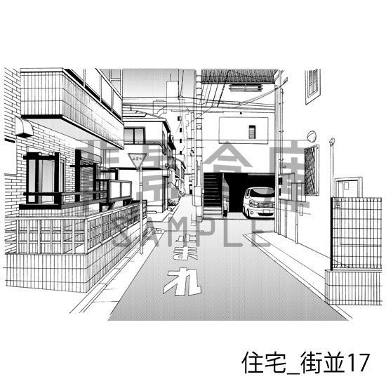 住宅_背景素材集17(街並)_トーン