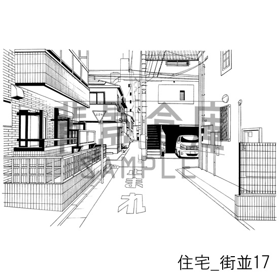 住宅_背景素材集17(街並)_トーン