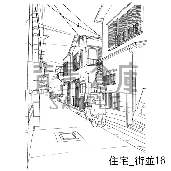 住宅_背景素材集17(街並)_トーン