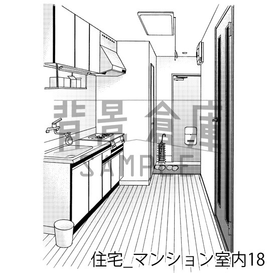 住宅_背景素材集18(マンション室内)_トーン