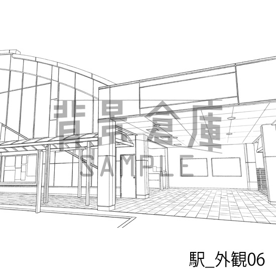 駅_背景素材集5(踏切・外観)_トーン