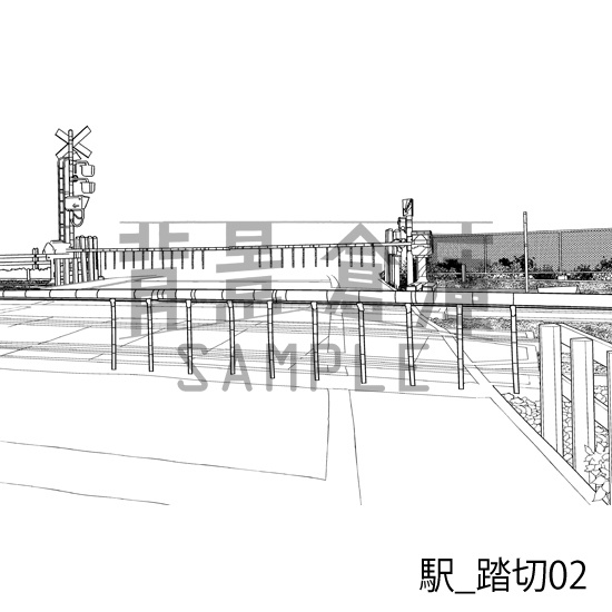 駅_背景素材集5(踏切・外観)_トーン