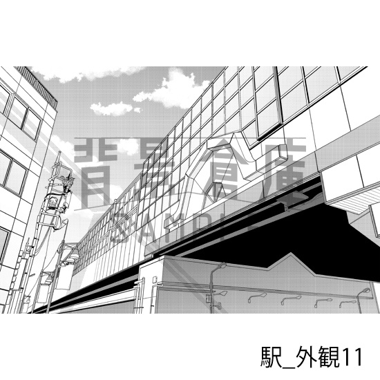 駅_背景素材集6(外観)_トーン