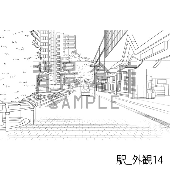 駅_背景素材集6(外観)_トーン