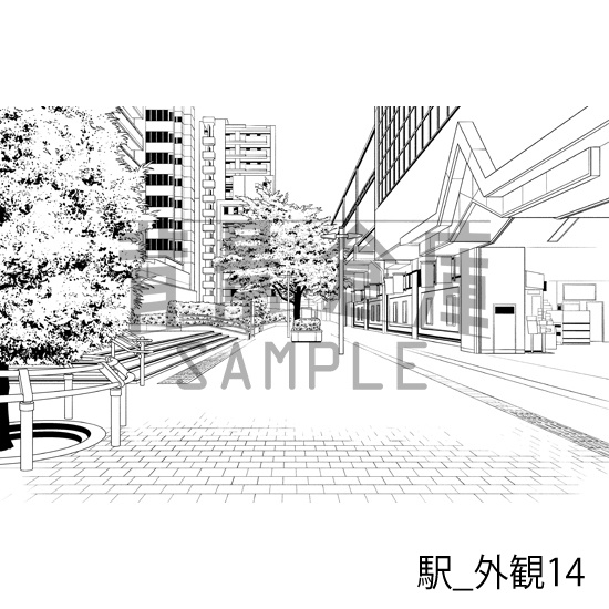 駅_背景素材集6(外観)_トーン