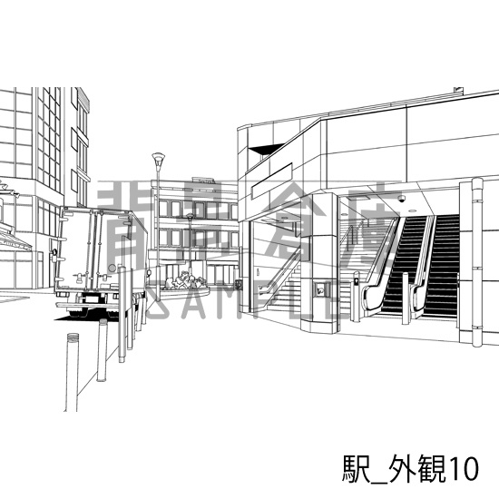 駅_背景素材集6(外観)_トーン