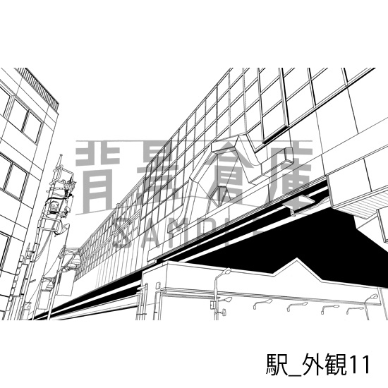 駅_背景素材集6(外観)_トーン