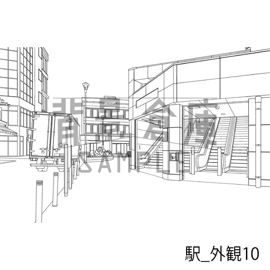 駅_背景素材集6(外観)_トーン