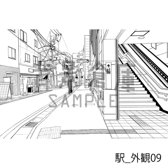 駅_背景素材集6(外観)_トーン