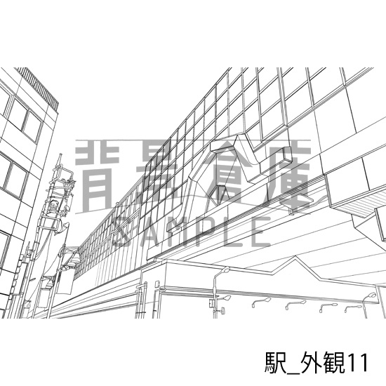 駅_背景素材集6(外観)_トーン