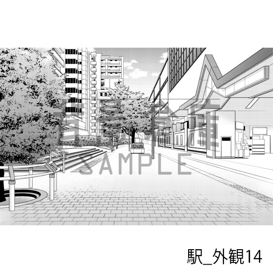 駅_背景素材集6(外観)_トーン