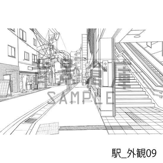 駅_背景素材集6(外観)_トーン