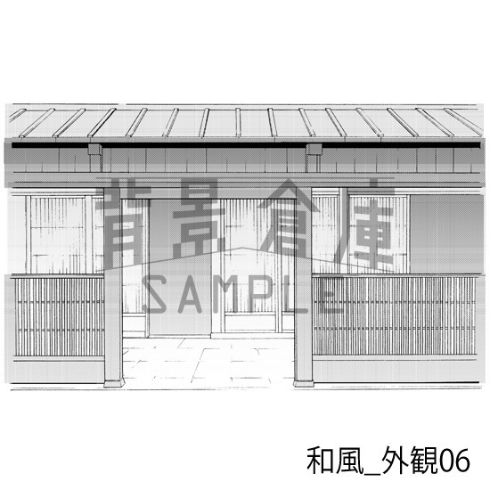 和風_背景素材集5(街並 外観 玄関)_トーン