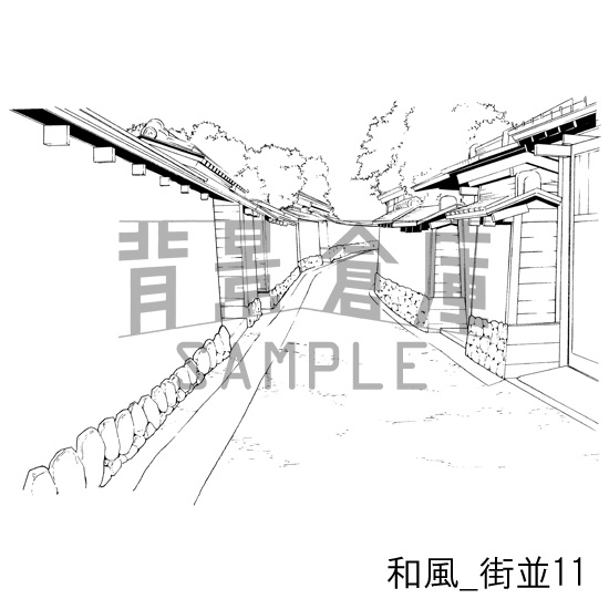 和風_背景素材集5(街並 外観 玄関)_トーン