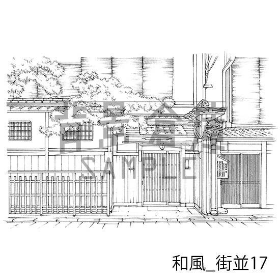 和風_背景素材集13(街並)_トーン