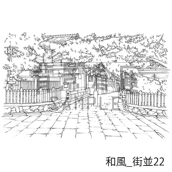和風_背景素材集13(街並)_トーン