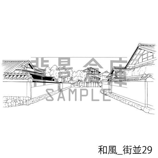 和風_背景素材集15(街並)_トーン